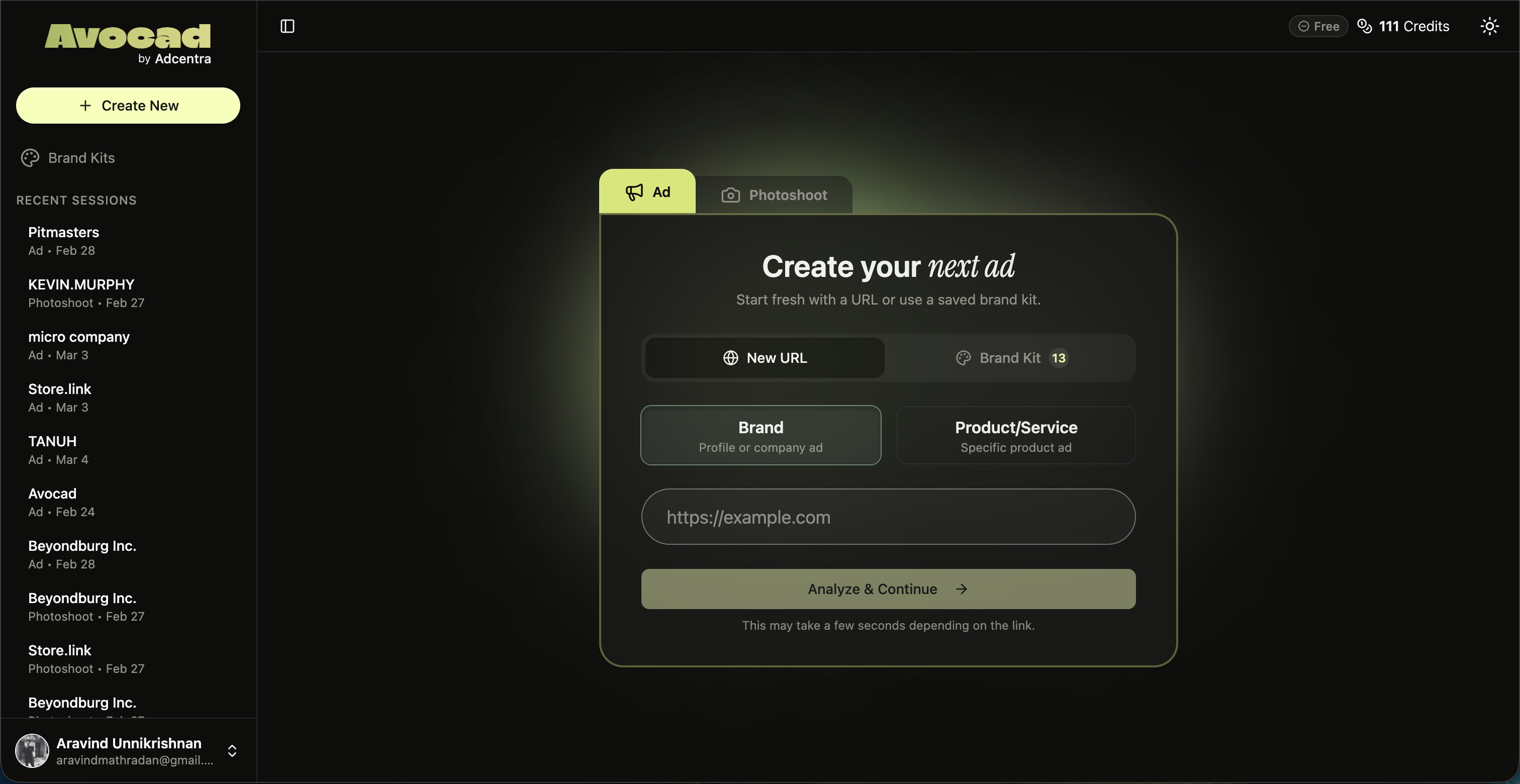 Avocad URL analysis screen