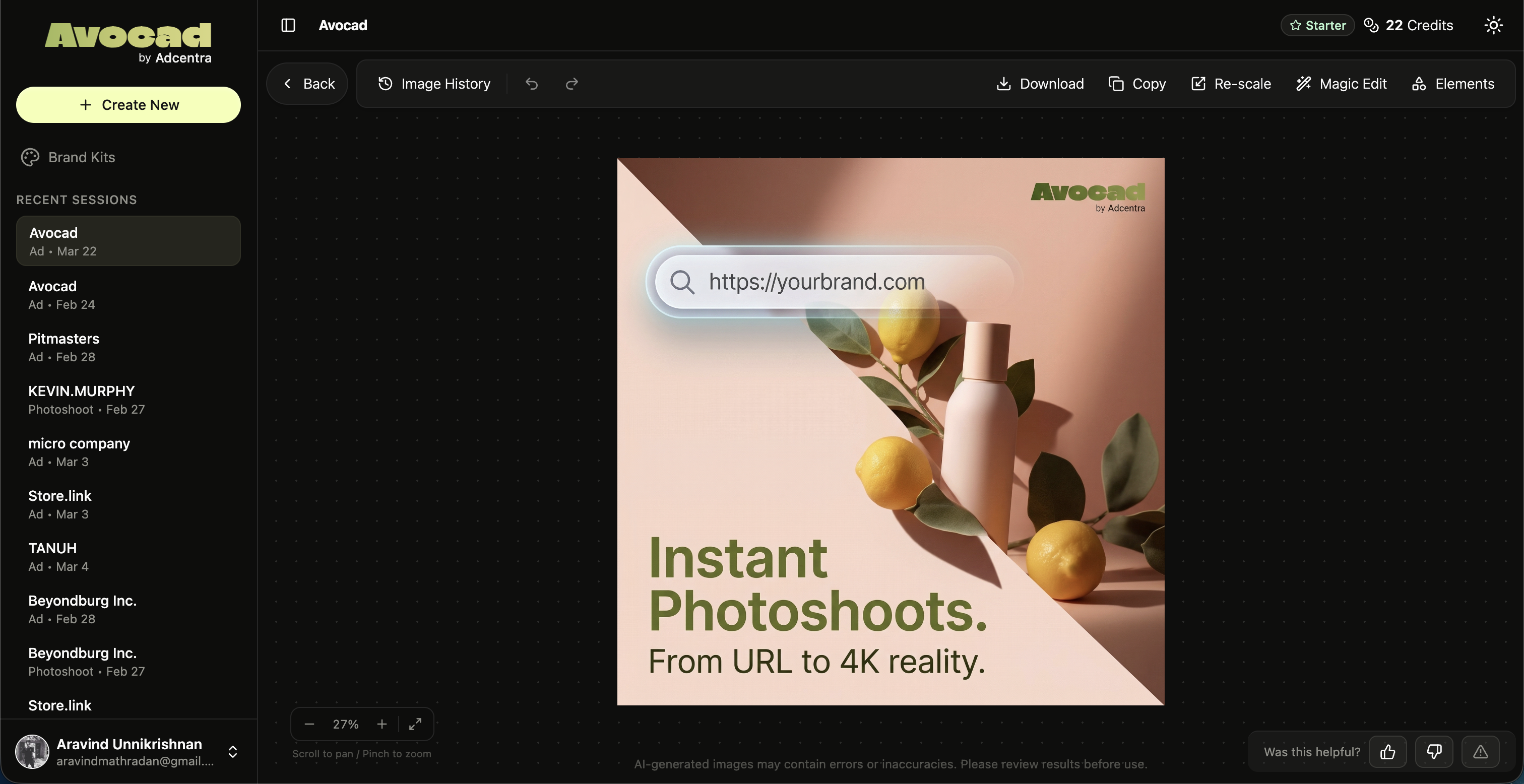 Avocad generated creative output