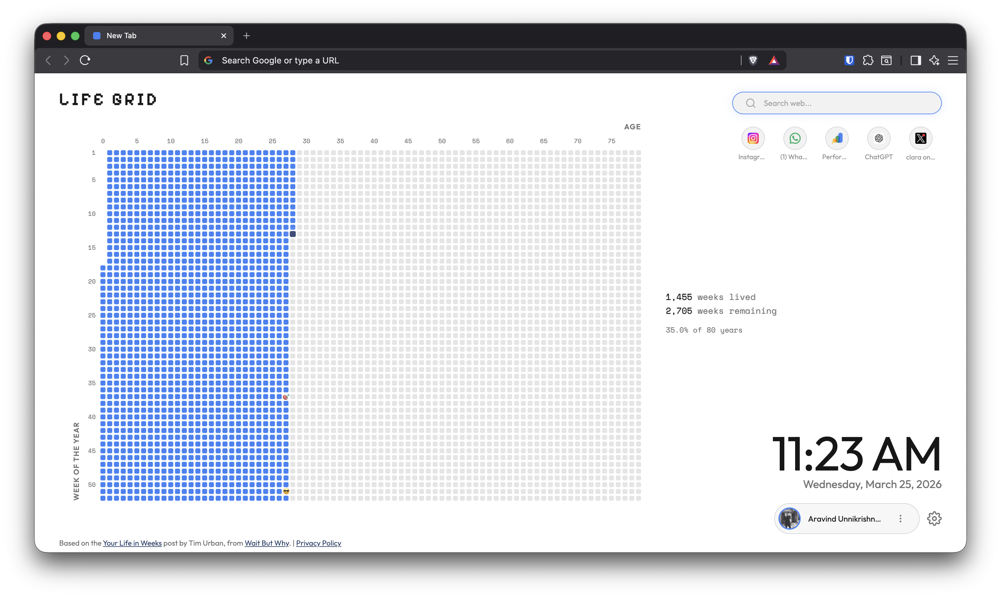 LifeGrid light theme weekly timeline view